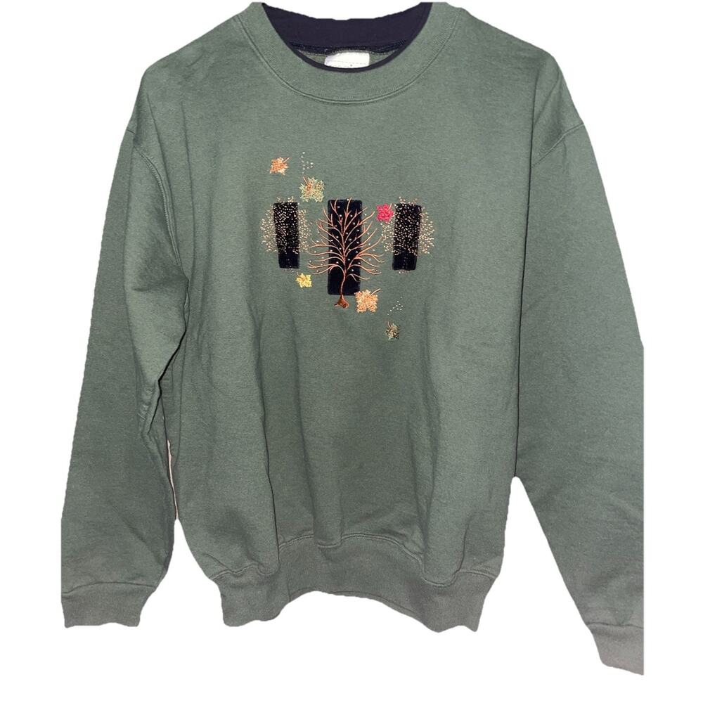 Top Stitch Women’s Beautiful Fall Embroidered Stitched Sweater Sz Medium